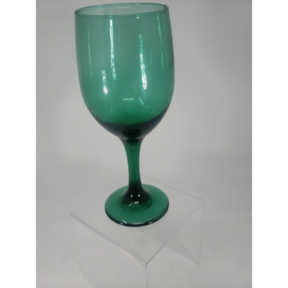 Libbey Dark Green Wine Glass Vintage Replacement 7" Stemmed - Picture 3 of 8